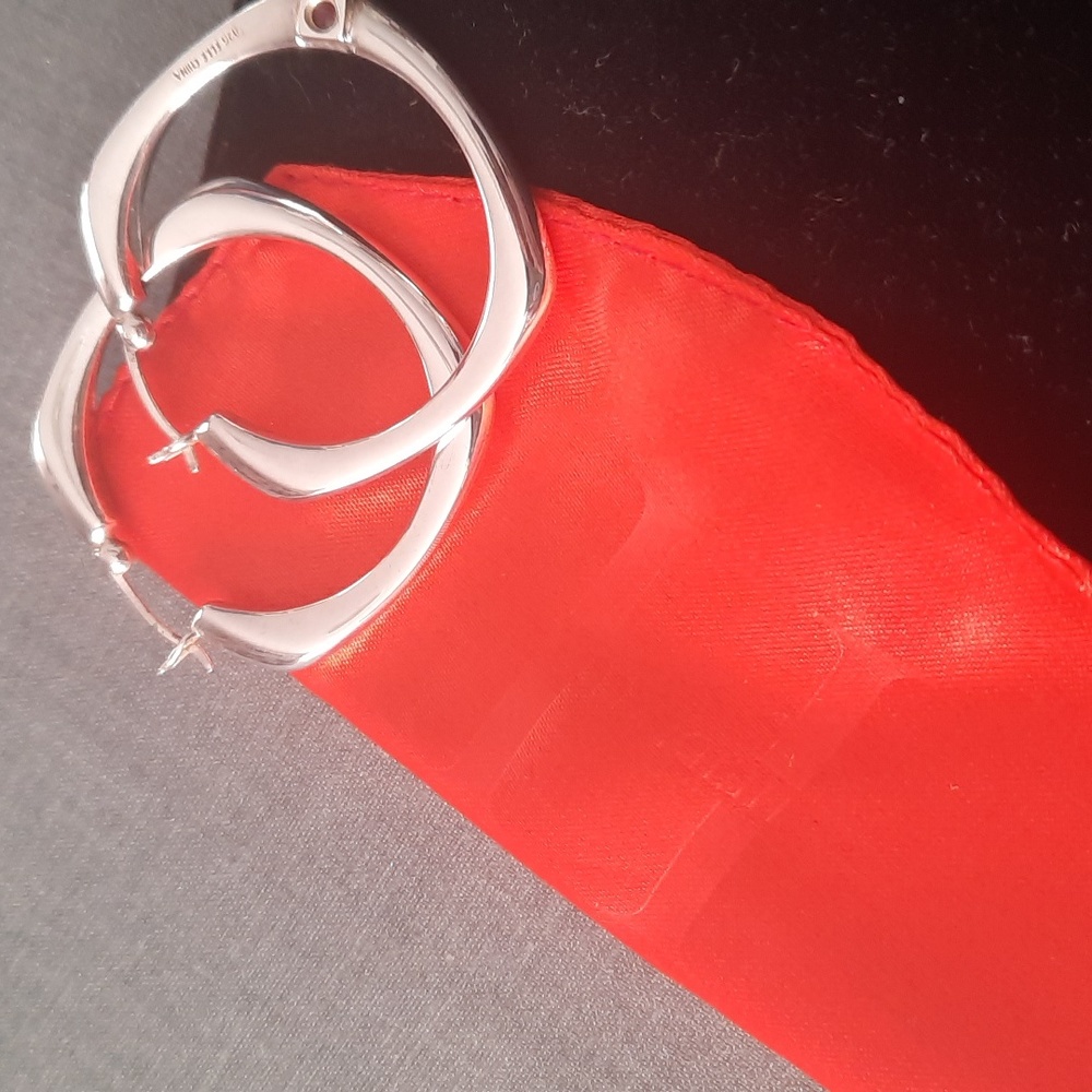 925 Hedi Klum Square Hoop Vintage Earrings. - Picture 2 of 3